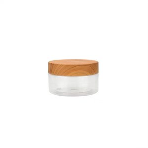 Frascos de Plástico PET de Boca Ancha de 4oz, 5oz y 8oz con Tapas de Imitación Madera para Envasar Cremas Faciales, Polvos Sueltos y Lociones - Product Image 5