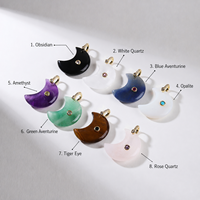 Fournitures classiques pour la fabrication de bijoux, pendentif en forme de croissant de lune en or 18 carats plaqué or, pierres précieuses naturelles multiples, zircon incrusté, cadeau DIY