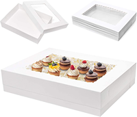 Boîtes à gâteaux 19x14x4 pouces avec fenêtre, grandes boîtes rectangulaires blanches pour pâtisseries, desserts, gâteaux, cupcakes, beignets, biscuits, tartes