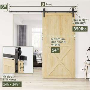 WEKIS M00002 Kit de quincaillerie pour porte coulissante de grange style américain de 2 m avec rail en J, roulettes en laiton durables et vis, charge maximale 120 kg - Product Image 5