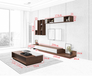 2023 bán chạy nhất quả óc chó và trắng MDF Bảng điều chỉnh 65 inch Bàn cà phê và <span class=keywords><strong>TV</strong></span> tủ đứng Set <span class=keywords><strong>TV</strong></span> bảng - Product Image 6