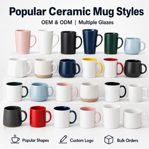 Tazas de Cerámica Populares con Logotipo Personalizado, Tazas de Café OEM ODM al por Mayor, Múltiples Esmaltes, Formas Surtidas, Suministro Directo de Fábrica - Product Image 1