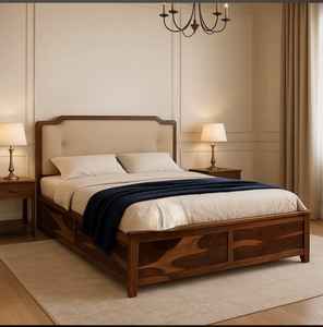 Modern Premium Solid <b>Wood</b> <b>Bed</b> <b>Frame</b> Simple Wall <b>Bed</b> Design for <b>King</b> Double <b>Sizes</b> Bedroom & Living Room Home Use Wholesale Prices - Product Image 1