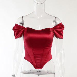 Nuevo Top Corsé Elegante de Satén con Lazo para Mujer, <span class=keywords><strong>Camiseta</strong></span> Corta sin Mangas y sin Espalda para Verano, Fiesta y Club - Product Image 4