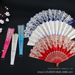 Abanico Plegable de Estilo Nacional Chino para Danza del Cheongsam, Abanico Plegable Español Dorado - Product Image 2