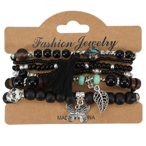 Fashion Jewelry <b>Beaded</b> <b>Bracelets</b> Set With Butterfly Tassel Charm Women's Gift Made In China - Product Image 5