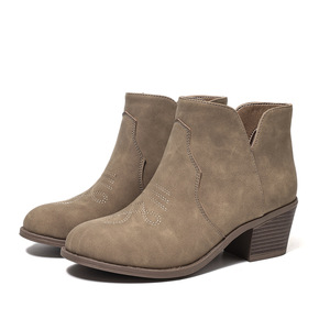 Nouvelles Bottes Rétro Automne pour Femme – Bottines à Talon Carré Épais et Couleur Unie en Faux Daim - Product Image 6