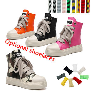 Zapatos para Mujer al por Mayor, Botas Casuales de Moda con Cordones, Zapatillas de Plataforma de Cuero PU de Caña Alta para Dama - Product Image 1