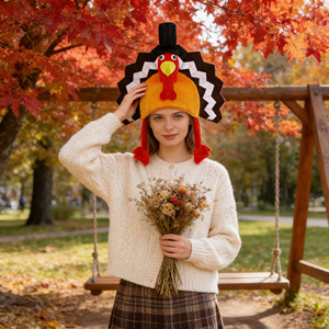 Accesorios de Decoración para Fiestas de Disfraces, Sombreros de Pavo de Peluche para el Día de Acción de Gracias, Sombreros de Disfraces Novedosos - Product Image 2