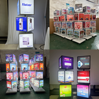 Boîte à lumière rotative en forme de cube, panneau de menu sur pied, panneau publicitaire LED en forme de cube, résistant aux intempéries, graphiques remplaçables, personnalisable