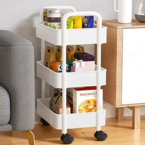 Estante de almacenamiento móvil, carrito de <span class=keywords><strong>dormitorio</strong></span> de pie, estantes portátiles para huecos de baño, estantes Organizadores de aperitivos multicapa para sala de estar - Product Image 4