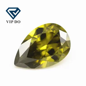 5A grade 2*3mm-10*14mm pear cut peridot/dark peridot cubic zirconia loose gemstones synthetic faceted cut pear shape CZ stones