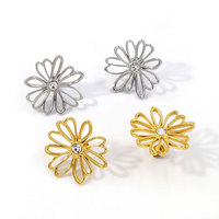 Pendientes de Acero Inoxidable de Moda al por Mayor, Chapados en Oro de 18K, Hipoalergénicos, con Dijes de Flores para Mujer, Ideales para Fiestas