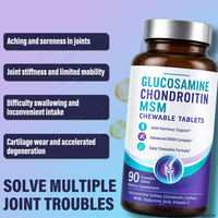 Comprimés à croquer Premium de Glucosamine, Chondroïtine et MSM, Complexe de Bien-être Articulaire avec Acide Hyaluronique et Vitamine C, enrichi en MSM Plus