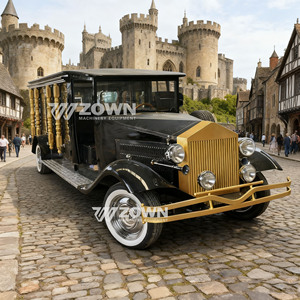 ZOWN Electric Funeral Hearse Black With Gold Ornaments 4 Wheels Limousine <b>Coach</b> - Product Image 5