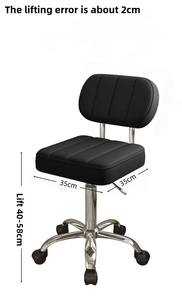 Sillón de Barbería Tapizado en Negro, Silla de Estilismo para Salón, Silla Rodante Ajustable con Respaldo - Product Image 2