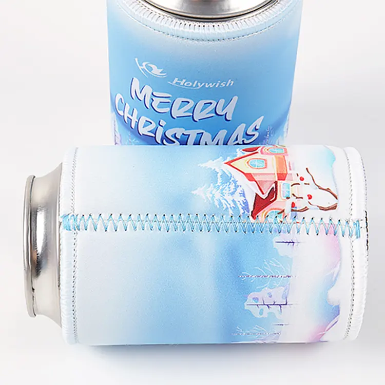 Custom Golden Logo Neoprene Foam Pink Beer Cup Bottle Stubby Holders Insulated Can Cooler Bag