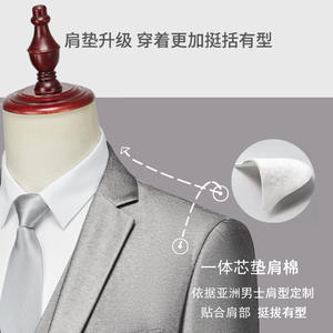 Traje de <span class=keywords><strong>Hombre</strong></span> Gris Plateado de 2 Piezas, Blazer y Pantalones Formales, Trajes <span class=keywords><strong>para</strong></span> Bodas y Fiestas de Negocios, Ropa de Moda <span class=keywords><strong>para</strong></span> <span class=keywords><strong>Hombre</strong></span>, Atuendo de Caballero - Product Image 4