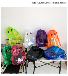 Sac à dos d'été Halloween en PVC transparent et imperméable personnalisé Funny Cute Ghost Design Outdoor Travel Student Schoolbag - Product Image 2
