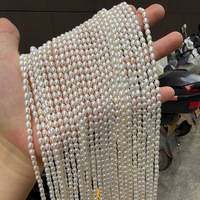 Perles de riz en nacre d'eau douce naturelle sans noyau, allongées de 39 cm à 40 cm, environ 75 perles par brin, taille des perles de 3,5 à 4 mm
