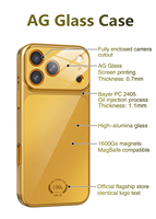 Nouvelle coque tendance dorée avec verre AG de haute qualité, style professionnel magnétique, 17/16/15/14/13 Pro Max Plus