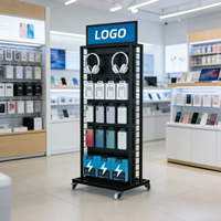 Maßgefertigtes Doppelseitiges Edelstahl-Supermarktregal Ausstellungsständer für Mobilzubehör Wirtschaftliches Verstellbares Verkaufsregal
