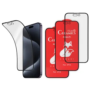 适用于Iphone 14 pro max 13 12的哑光陶瓷屏幕保护膜360度可折叠钢化玻璃防刮膜