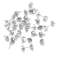 Connecteurs de boucles d'oreilles simples en acier inoxydable plaqué or 18 carats de 3 mm, 4 mm, 5 mm avec strass pour la fabrication de bijoux DIY