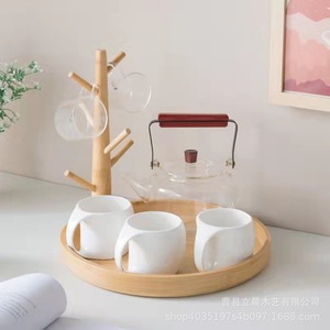 Portavasos de Bambú con Diseño de Rama de Árbol, Estante de Almacenamiento de 3 Niveles que Ahorra Espacio para Sala de Estar o Comedor - Product Image 4
