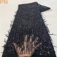 5 yards de tissu de dentelle africaine de luxe à sequins pour marié, tissu de dentelle perlée française nigériane de haute qualité 2026 pour robe de mariée