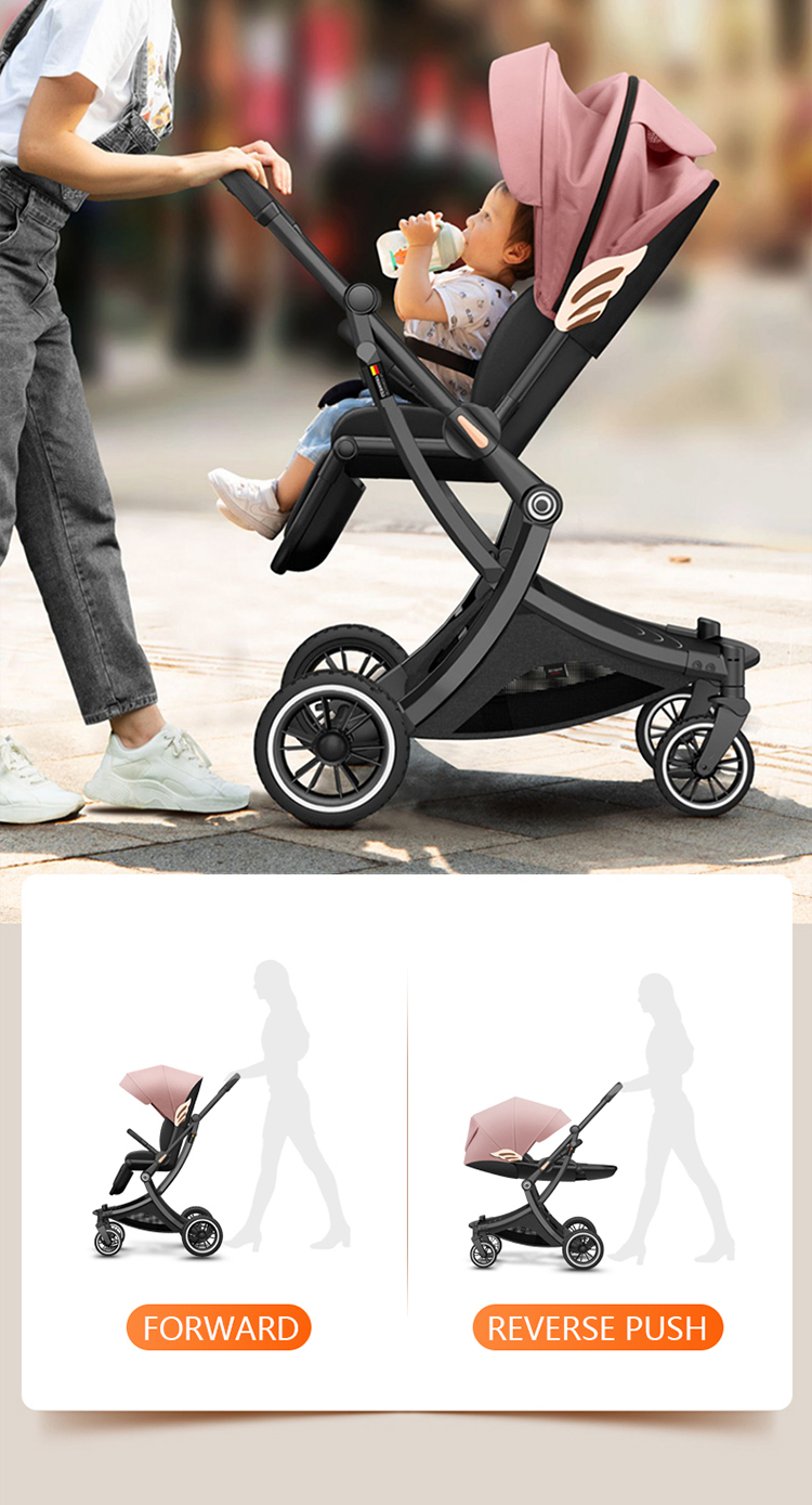 Poussette Reversible Deluxe Noir/Gris My Bébé Allobebe Maroc