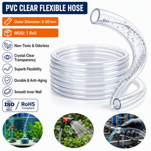 <span class=keywords><strong>Tuyau</strong></span> en PVC transparent, <span class=keywords><strong>tuyau</strong></span> d'arrosage flexible fabriqué à partir de PVC vierge, haute transparence pour l'irrigation des jardins, utilisation industrielle - Product Image 1