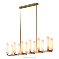 Lustre moderne américain en cuivre et verre, suspension linéaire multi-niveaux, lumière blanc chaud, pour villa, salon, restaurant
