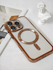 TPU Électrolytique Transparent Antichoc Magnétique Coffres-forts Téléphones Mobiles Cas pour <span class=keywords><strong>iPhone</strong></span> 16 15 14 13 12 11 Pro Max - Product Image 3