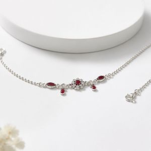 Par de Tobilleras de Plata 925 con Rubíes, Joyería Tradicional India Payal, Elegante y Ajustable para Mujer - Product Image 1