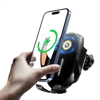 Support de téléphone de voiture sans fil à bras long flexible, rotation à 3 axes avec alignement automatique, support de téléphone réglable en hauteur, clip pour tableau de bord