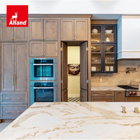 Meubles de cuisine miniatures en chêne rustique style Shaker, prix usine Chine, sur mesure, avec étagère ouverte et tiroir de rangement intégré dans la porte