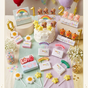 Candeline di Compleanno a Forma di Cane Sorridente con Fiore e Orsacchiotto, Decorazioni per Torte e Accessori per Feste - Product Image 2