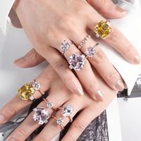 Vente en gros de bagues en or sterling 925 étincelantes 5AAA zircon cubique coupe ronde promesse de fiançailles bijoux de mariage fêtes anniversaires