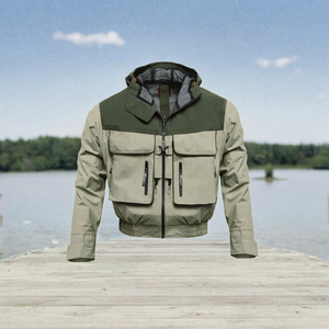 Chemises de pêche à capuche pour hommes, prêtes à être expédiées, vert clair, UPF 35, 100% polyester, manches longues, imperméables, séchage rapide, respirantes - Product Image 2