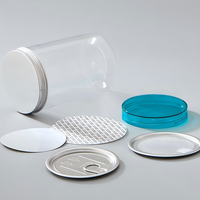 Bocaux de rangement en PET avec impression UV couleur personnalisée, couvercle à vis en aluminium, conteneur de qualité alimentaire pour bonbons et snacks