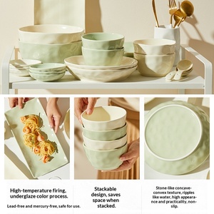2026 New Cream Style Ceramic Bowl Dish <b>Set</b> with Spoon/Fork/Knife/Chopsticks <b>Microwave</b> & Dishwasher Safe Leak-Proof Nordic Design - Product Image 3
