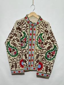 Veste florale brodée à la main pour femme, manches longues, col rabattu, style printemps, coton tissé, chic prairie - Product Image 2