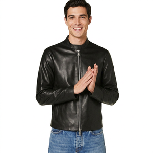 Solid Color personalized tailored fit premium quality genuine hide casual motorcycle coat custom leather <b>jacket</b> - Product Image 1