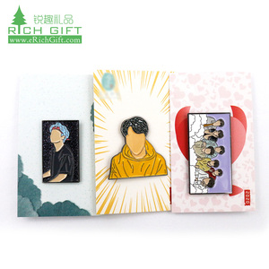 artisanat logo personnalisé fait kpop musique étoile bts <span class=keywords><strong>bp</strong></span> rose clin d'œil doux émail dur épinglette avec support papier carte - Product Image 1