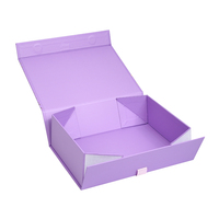 Emballage en papier pliable boîte-cadeau de demoiselle d'honneur magnétique rigide violette personnalisée avec ruban vente en gros