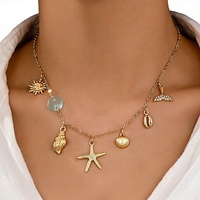 Collier multi-pendentifs en alliage pour femme, motif poissons, étoiles de mer et coquillages, collection été 2026 Qingdao Comiya Accessories