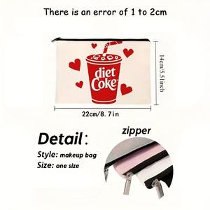 <strong>Diet</strong> <strong>Coke</strong> Print Cosmetic Bag Heart Pattern Makeup Storage Bag Travel Toiletry Bag for Women - Product Image 6
