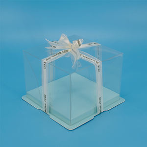 Заводская распродажа, прозрачная <span class=keywords><strong>2</strong></span> в 1 ацетатная пластиковая упаковочная коробка для свадебного подарка, торта - Product Image 4