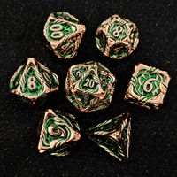 Ensemble de dés en métal à motif flamme fantastique, 7 pièces, dés polyédriques pour jeux de rôle, D&D, jeux de société